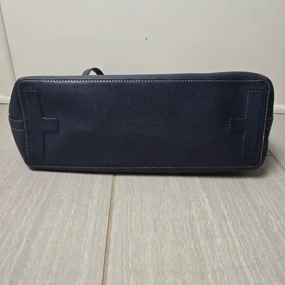 Tory Burch Perforated Tote Blue Bag Logo Shoulder Handbag - Picture 4 of 9